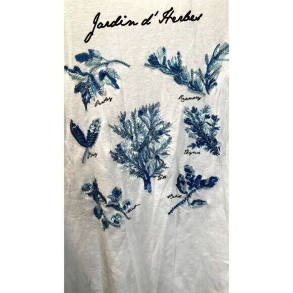 Talbots Women Embellished Beads Sequins Tee Jardins d' Herbes Embroidered top - Picture 4 of 5